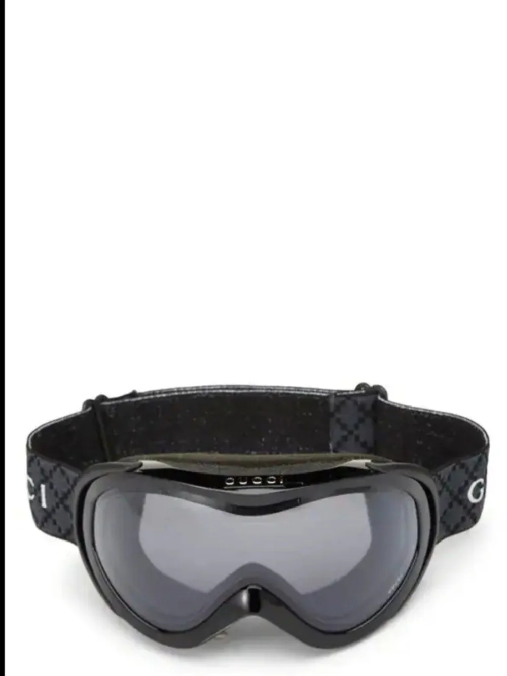 Gucci Black Ski Goggles with Grey Lens and Logo Strap